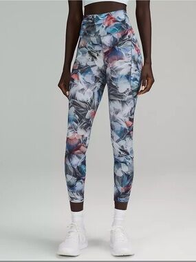 lululemon fast & free high rise 25” leggings Floral Print Size 14